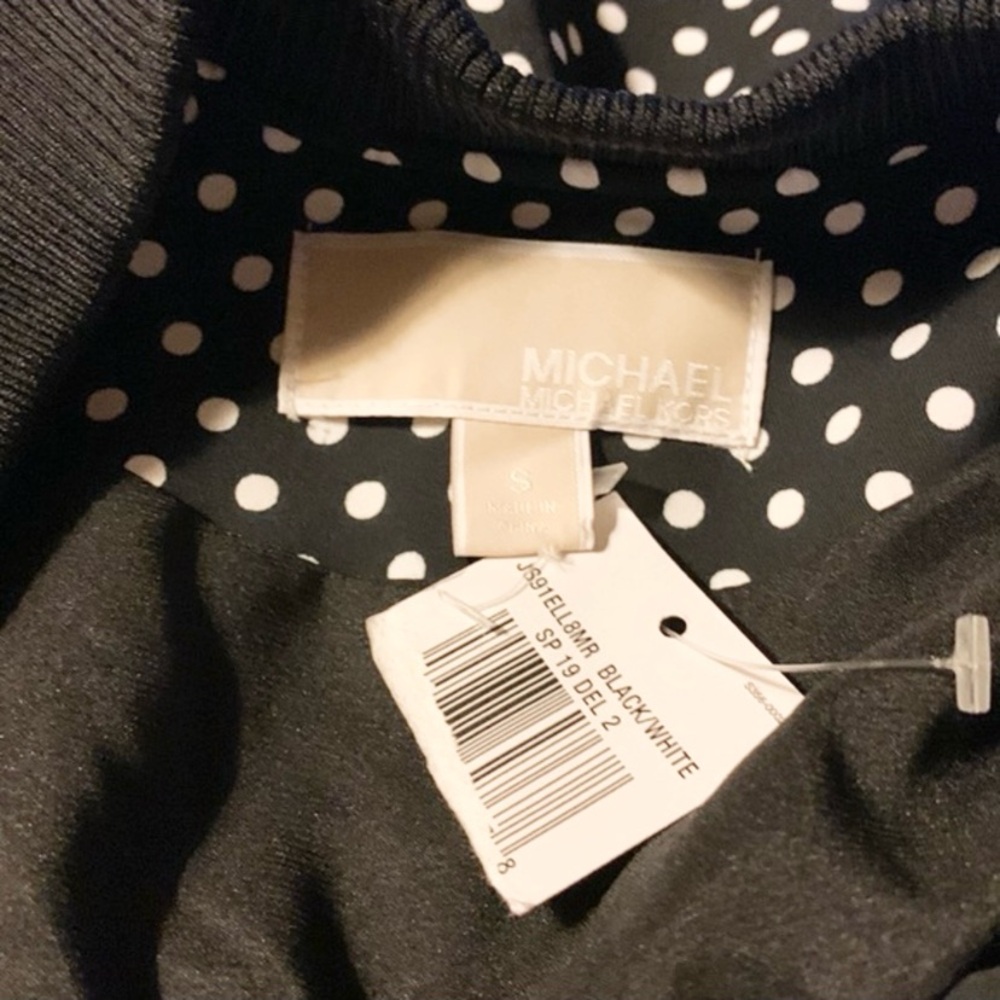 MICHAEL MICHAEL KORS Black White Polka Dot Bomber Jacket - Picture 14 of 16